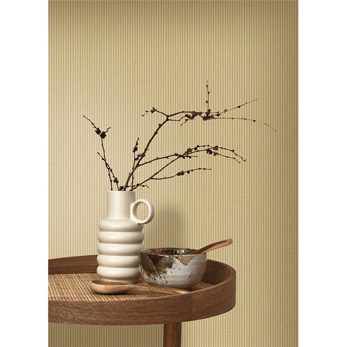 Casadeco|Papier peint à très fines rayures couleur moutarde|Papier Peint
