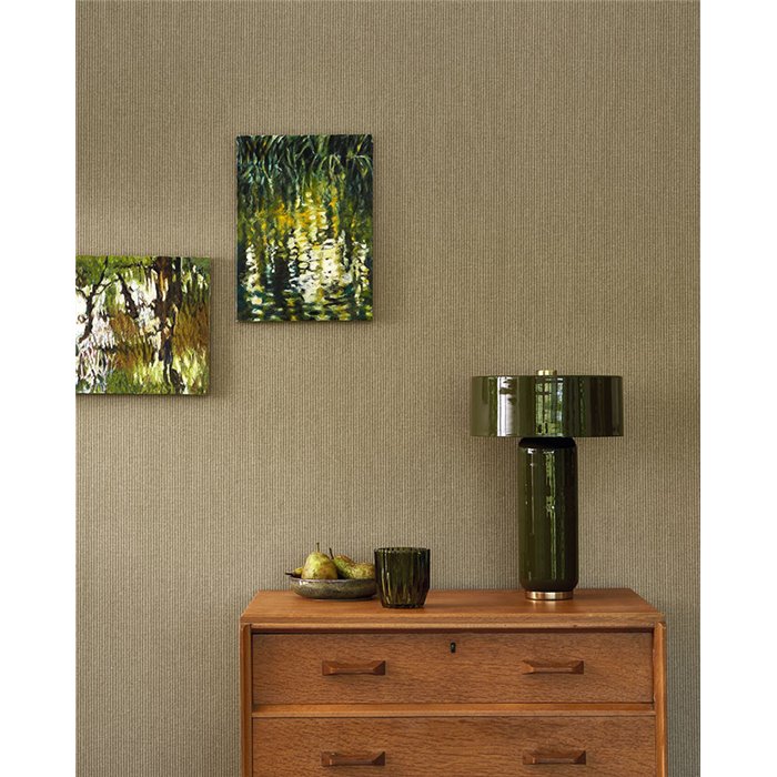 Casadeco|Very fine and elegant olive green striped wallpaper|Wallpaper