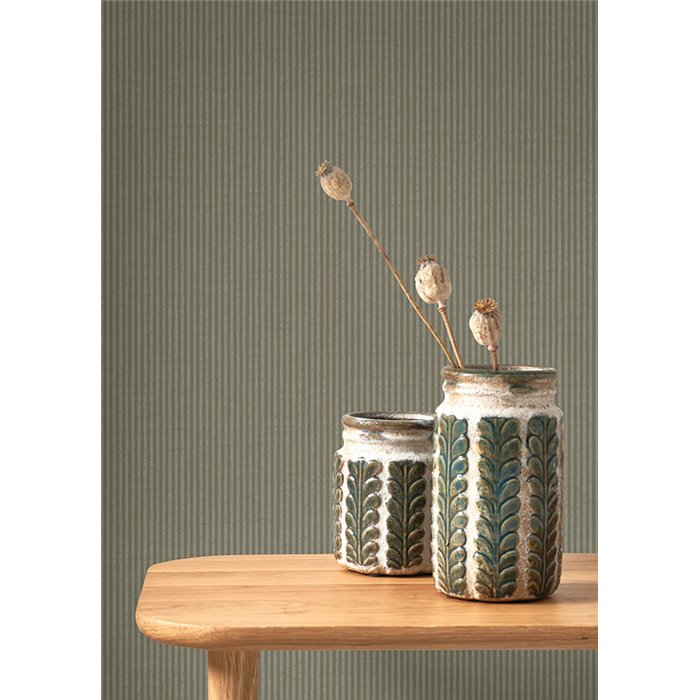 Papel pintado micro rayas verde bosque - Casadeco Papercraft 89657507