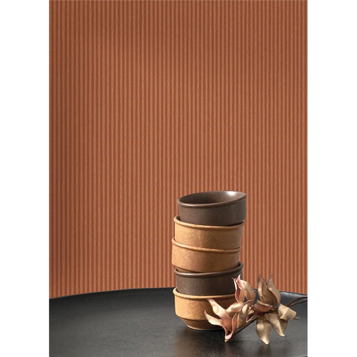 Casadeco|Terracotta red micro-striped wallpaper|Stripes