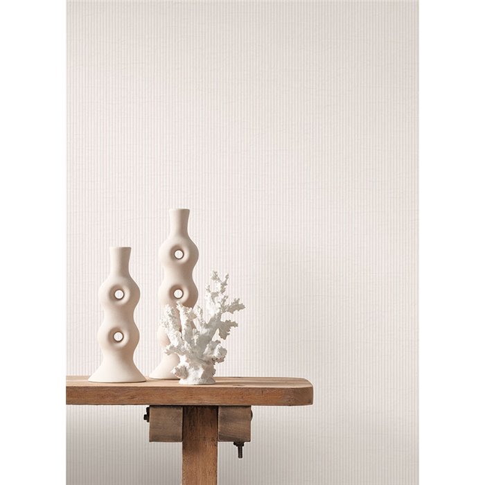 Casadeco|Fine gray and pearl white striped wallpaper|Stripes
