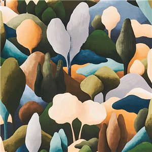 Grandeco|Modern pine landscape green wallpaper|Figurative