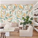 Casadeco|Wall mural mid-century floral leaves and fruits green|Wallmurals