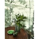 Casadeco|Papier peint panoramique forêt scandinave artistique impressionniste blanc vert|Panoramiques