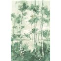 Casadeco|Papier peint panoramique forêt scandinave artistique impressionniste blanc vert|Panoramiques