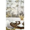 Casadeco|Papier peint panoramique forêt scandinave réaliste et impressionniste blanc gris|Panoramiques