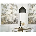 Casadeco|Papier peint panoramique forêt scandinave réaliste et impressionniste blanc gris|Panoramiques