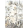 Casadeco|Papier peint panoramique forêt scandinave réaliste et impressionniste blanc gris|Panoramiques
