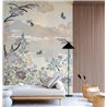 Casamance|Wandbild orientalische Landschaft mit japanischen Blumen Vögeln und Bergen|Wandbild