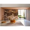 Casamance|Wandbild orientalische Landschaft mit Blumen Vögeln und Bergsilhouette|Wandbild