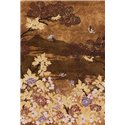 Casamance|Wandbild orientalische Landschaft mit Blumen Vögeln und Bergsilhouette|Wandbild