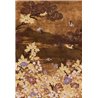Casamance|Wandbild orientalische Landschaft mit Blumen Vögeln und Bergsilhouette|Wandbild