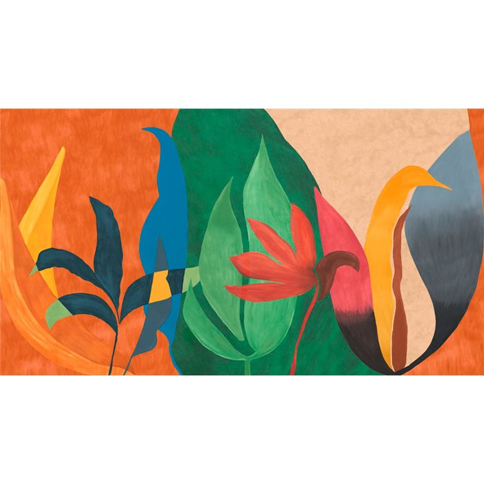 Casamance|Wandbild botanisches Fresko Blumen handgemalt modernistisch|Wandbild