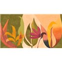 Casamance|Papier peint panoramique fresque botanique abstraite fleurs moderniste jaune vert|Panoramiques