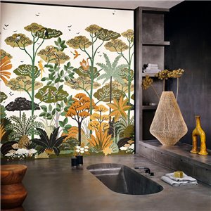 Casadeco|Wandbild floral Blätter und Früchte Mid-Century grün|Wandbild