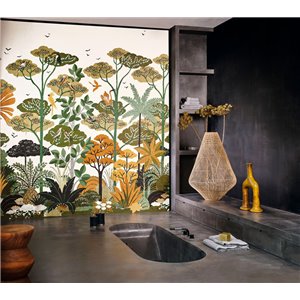 Eijffinger|Papier peint panoramique palmiers et feuilles tropicales beige ocre|Panoramiques 2