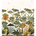 Casamance|Papier peint panoramique forêt tropicale oiseaux exotiques style Art Nouveau|Panoramiques