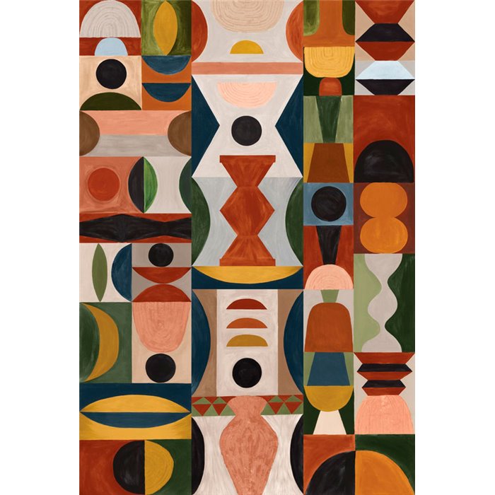 Casamance|Papier peint panoramique peinture abstraite formes géométriques et organiques|L'atelier