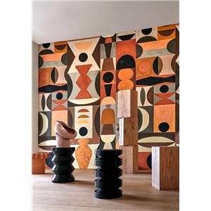 Casamance|Mural pared paisaje montañoso arte asiático marrón beige|Murales de Pared 2