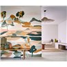 Casamance|Wall mural stylized landscape abstract focus green|Wallmurals