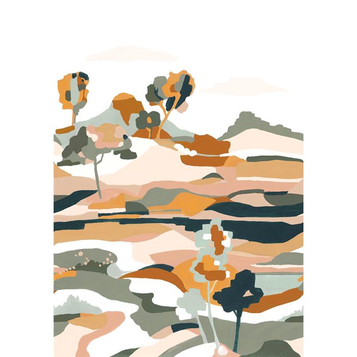 Casamance|Wall mural stylized landscape abstract focus green|Wallmurals