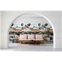 Casamance|Wall mural stylized landscape abstract focus blue|Wallmurals