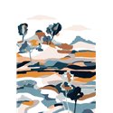 Casamance|Papier peint panoramique paysage stylisé approche abstraite bleu|Panoramiques