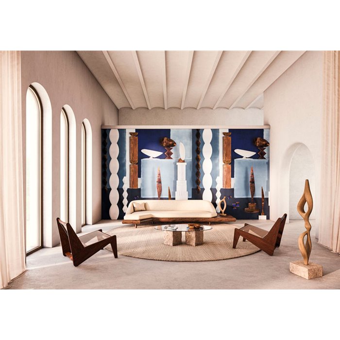 Casamance|Mural pared composición arte moderno con escultura abstracta azul|Murales de Pared