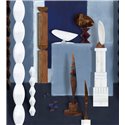 Casamance|Wall mural modern art composition with abstract sculpture blue|Wallmurals