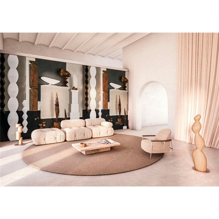 Casamance|Papier peint panoramique composition art moderne avec sculpture abstraite beige|Panoramiques