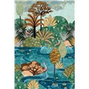 Casamance|Papier peint panoramique île caribéenne Aruba palmiers récifs et flamants roses|Panoramiques