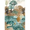 Casamance|Papier peint panoramique paysage tropical Aruba palmiers récifs et flamants roses|Panoramiques