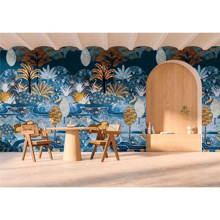 Casamance|Wandbild Nachtansicht Karibiklandschaft Riffe und Palmen|Wandbild
