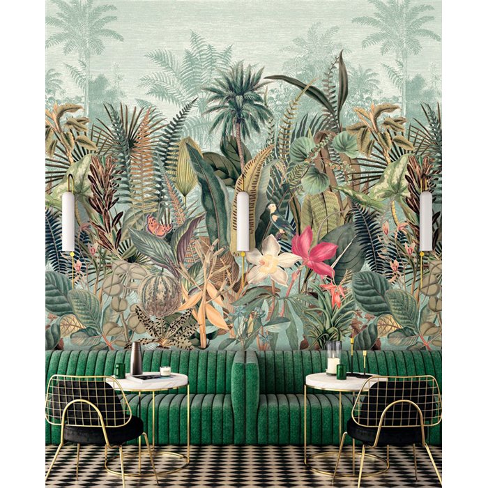 Casamance|Mural pared bosque tropical con palmeras y plantas exóticas|Murales de Pared