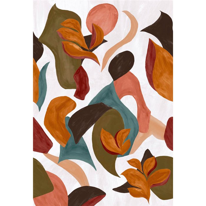 Casamance|Mural pared pintura abstracta plantas estilizadas lienzo artístico|Murales de Pared