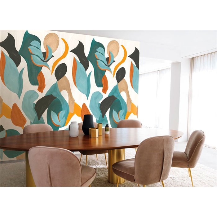 Casamance|Mural pared composición abstracta plantas estilizadas con pinceladas|Murales de Pared