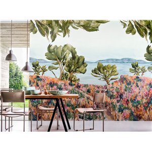Casamance|Mural pared paisaje montañoso arte asiático marrón beige|Murales de Pared 2