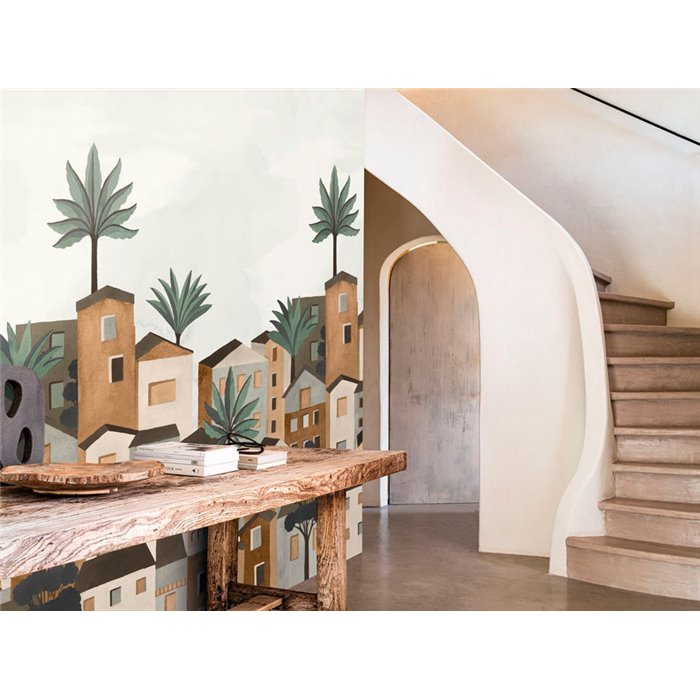 Casamance|Wandbild illustrierte Stadtlandschaft von Nizza braun grau|Wandbild