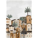 Casamance|Wandbild illustrierte Stadtlandschaft von Nizza braun grau|Wandbild
