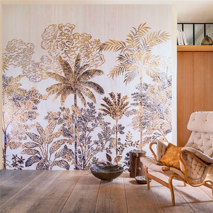 Casamance|Mural pared palmeras tropicales beige y blanco|Murales de Pared