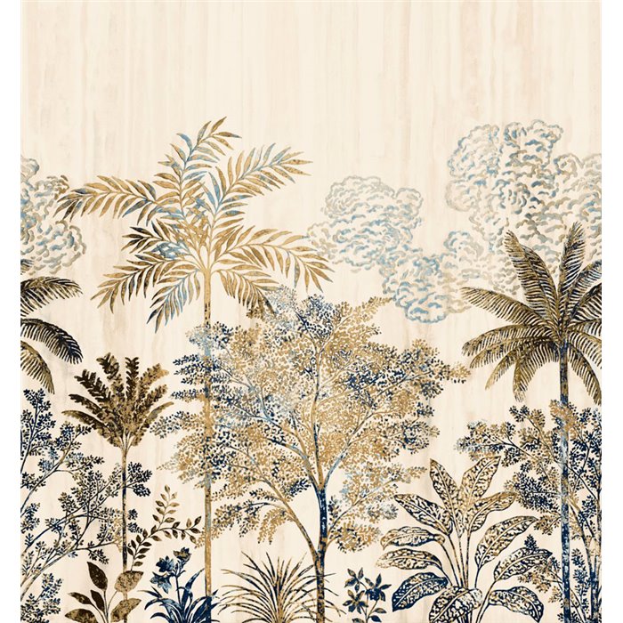 Casamance|Papier peint panoramique palmiers tropicaux beige et blanc|Panoramiques