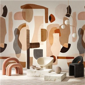 Casamance|Papier peint panoramique composition abstraite formes géométriques mid-century|L'atelier