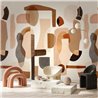 Casamance|Papier peint panoramique abstrait brun beige avec formes géométriques|Panoramiques
