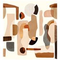 Casamance|Papier peint panoramique abstrait brun beige avec formes géométriques|Panoramiques