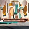 Casamance|Wandbild abstrakt braun grün mit geometrischem Design|Wandbild
