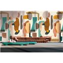Casamance|Papier peint panoramique abstrait brun vert avec design géométrique|Panoramiques