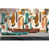 Casamance|Wandbild abstrakt braun grün mit geometrischem Design|Wandbild