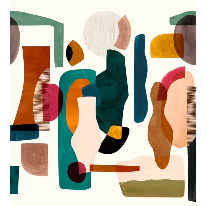 Casamance|Papier peint panoramique abstrait multicolore avec formes organiques|Panoramiques