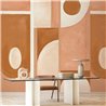 Casamance|Wandbild abstrakte Kalkmalerei rosa braun geometrisch|Wandbild