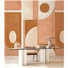 Casamance|Wandbild abstrakte Kalkmalerei rosa braun geometrisch|Wandbild